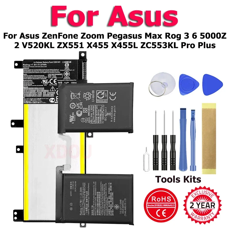 C11P1616 C21N1401 C11P1507 Battery For Asus ZenFone Zoom Pegasus Max Rog 3 6 5000Z 2 V520KL ZX551 X455 X455L ZC553KL Pro Plus