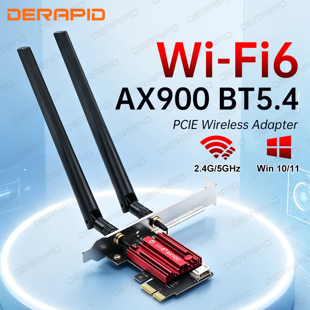 WiFi 6 PCIe AX900 Network Card Adapter Bluetooth 5.4 Dual-Band 900Mbps Wireless for Desktop PC Windows 11/10 Plug and Play