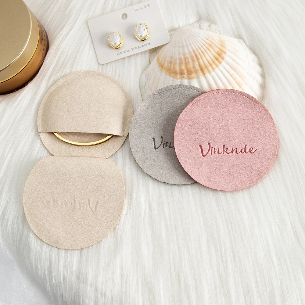 

100Pcs Custom Logo 7x7cm Round Microfiber Bag Gift Jewelry Pouches For Wedding Favor Rings Earring Necklace Bracelet Storage