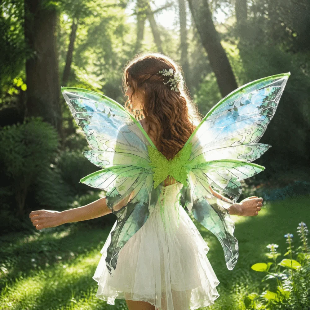 Colorful Butterfly Fairy Wings Gradient Sheer Elastic Shoulder Straps Ghost Halloween Cosplay Wings Sparkling Organza Handmade