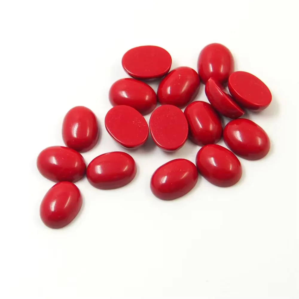 

Synthetic Red Coral Stone 5x7mm To 13x18mm Sizes Oval Cabochon Gemstone