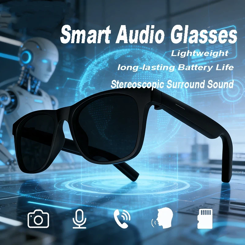 AI Smart Glasses, Remote Control & Touch Photography, Built-in Voice Assistant, Wireless Bluetooth Calling & Music, Unisex for M