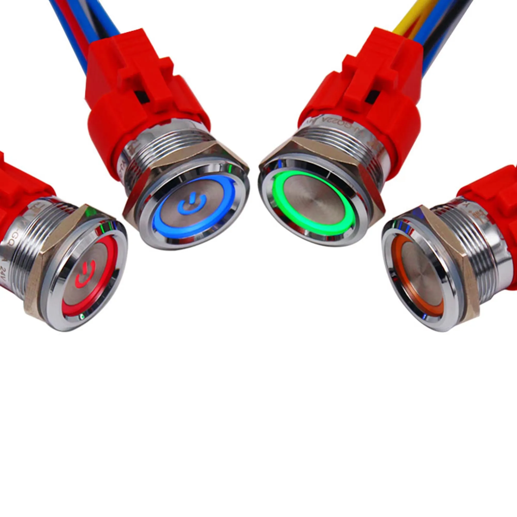 22mm Chromium Plated Brass Push Button Switch - 18A Large Current IP67 Waterproof Momentary Latching Metal Switch Cheaper Type