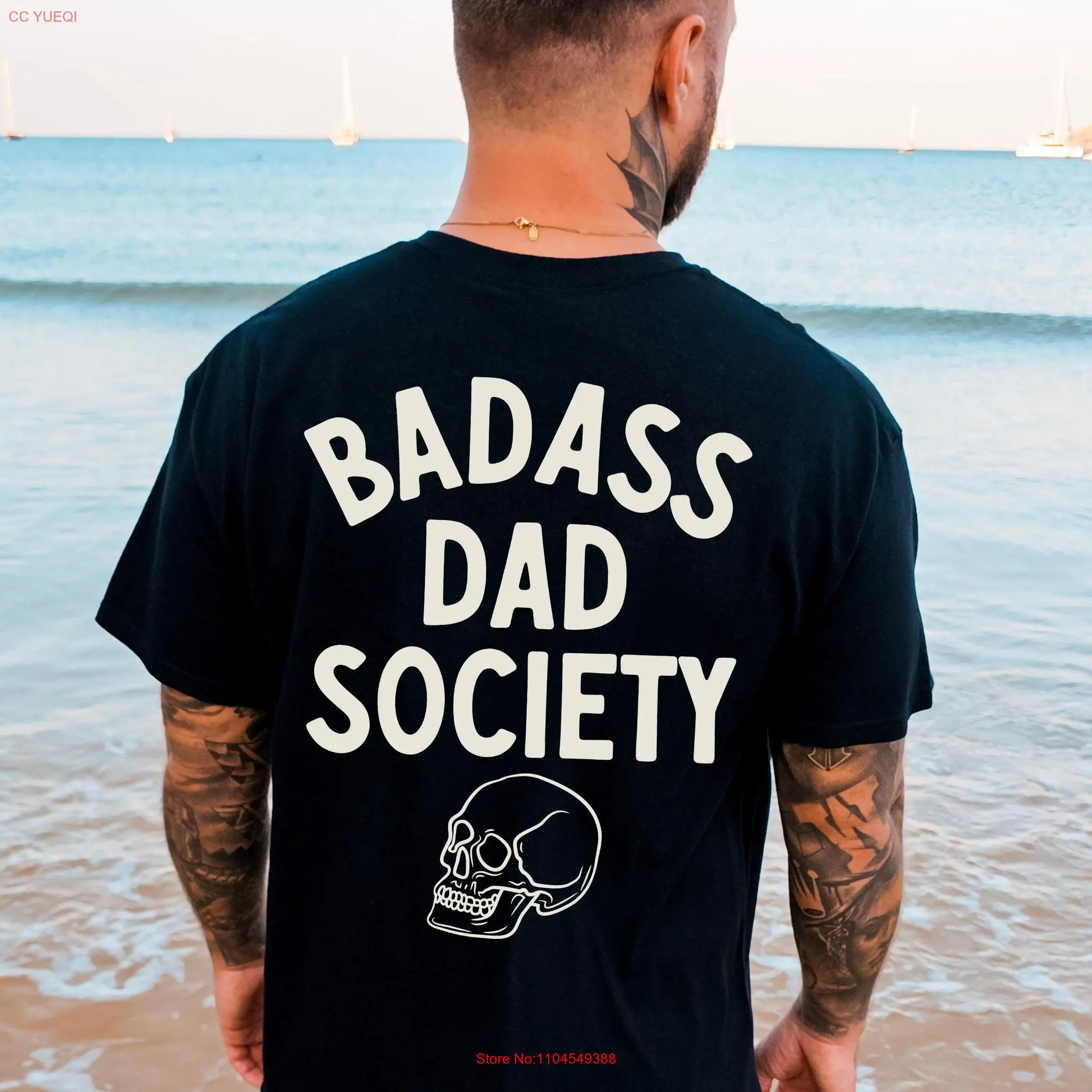Badass Dad Society T Shirt dla mężczyzn Prezent na Dzień Ojca męża tata klub tata długi lub krótki rękaw