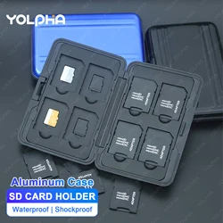 Aluminum Shock Resistant Carrying Box Memory Card Storage Case Holder 8 Slots for SD SDHC MMC Micro SD TF Cards Metal Slvery