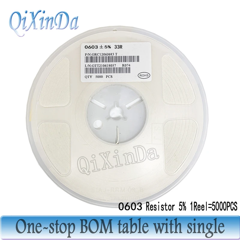 5000PCS 0603 SMD Chip resistors 5% 0R-10M 0.1R 0.15R 0.33R 1R 5.6R 10R 47R 56R 82R 1K 10K 43K 75K 100K 360K 470K 750K 1M 4.7M