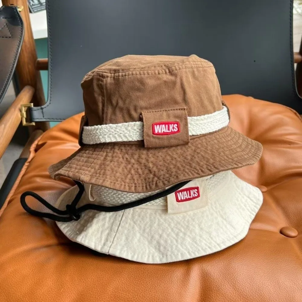 

Unsex Retro Sun Protection Bucket Hat Breathable Foldable American Vintage Hat Vintage Casual Drawstring Fisherman Caps Camping