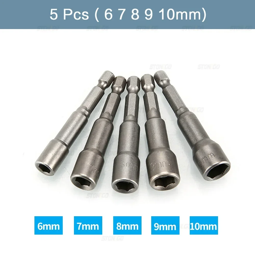 5 6 8 9 14 Pcs Hex Socket Sleeve Nozzles Nut Driver Set Drill Bit Adapter for Socket Wrench Tool Set