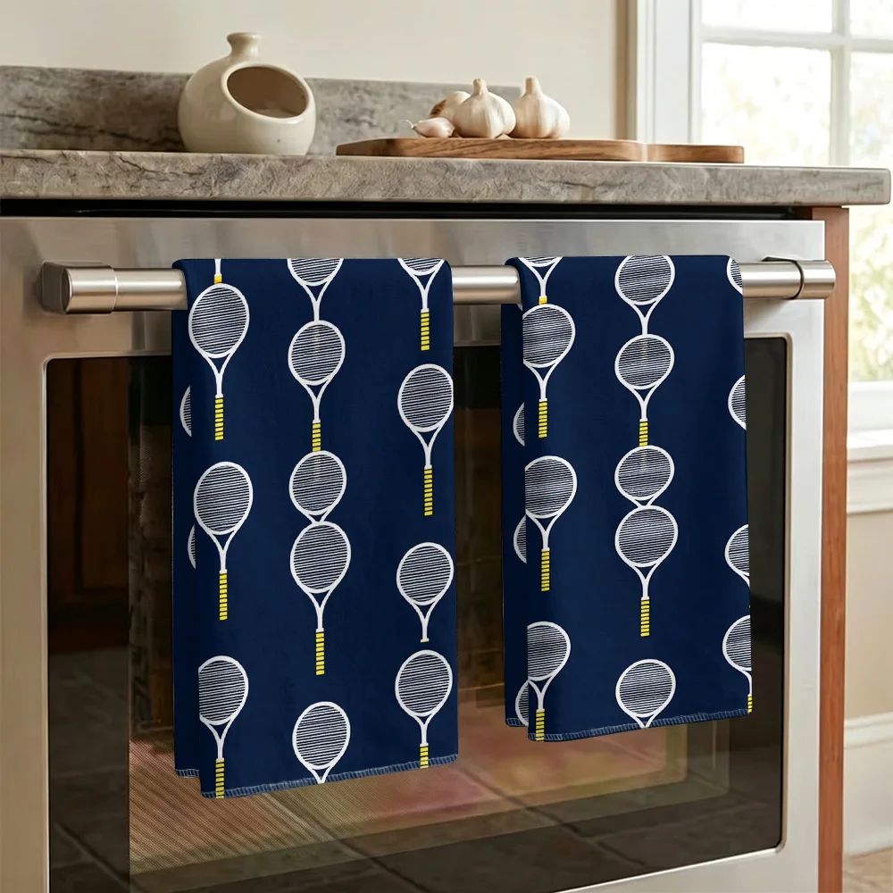1pc/2pcs Printed Tennis Racket Kitchen Towel-Super absorbent, reusable polyester dishcloths perfect for home decor, cooking, bak