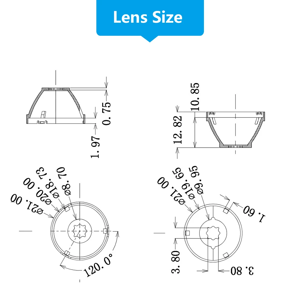 10-100pcs LED Lens For 1W 3W 5W XPE 3535 3030 XPG2 Optical 21mm PMMA 8/25/30/45/60/90 Degree Clear Bead Plano Integrated Lenses