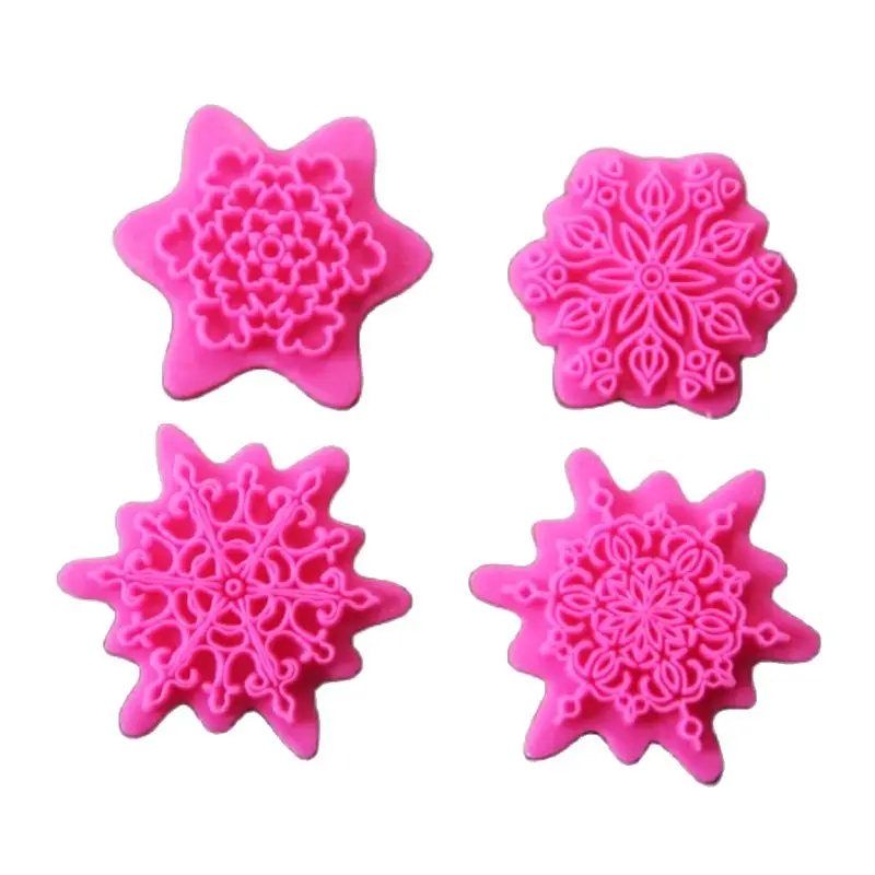 

Plastic 4pcs Flower Embosser Cake Fondant Stamp Molds Set HB0953