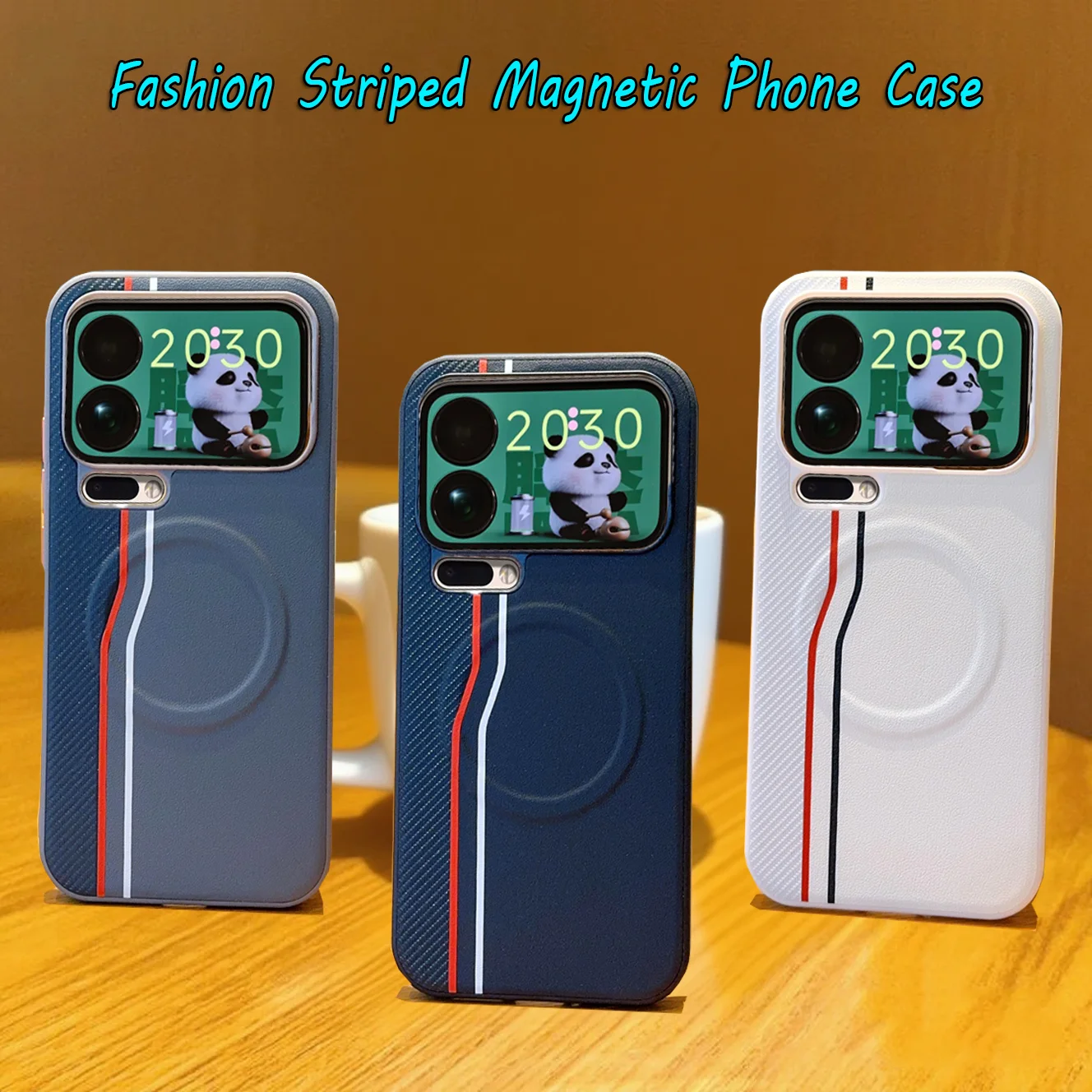 

Модный полосатый чехол для телефона Xiaomi 17 Pro Max Magsafe, роскошный магнитный чехол из искусственной кожи, прочный противоударный чехол для MI 17
