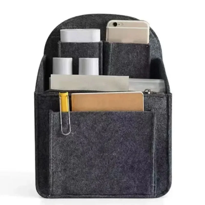 Felt Backpack Insert Small Bag Portable Women Cosmetic Bags Interior Travel Bag Makeup Organizer Fit Various Bags Divider Pocket