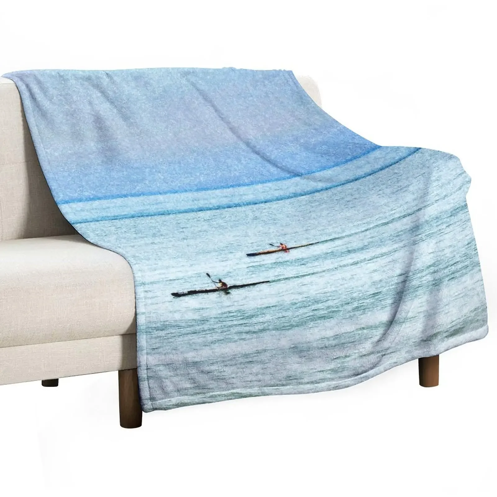 Seascape with kayaks Throw Blanket Tourist Plush Blankets