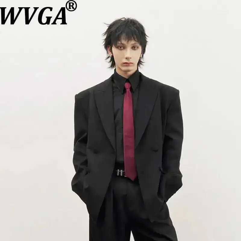 WVGA Spring Autumn New Men's Darkwear Buttoned Trendy Shoulder Pads Blazer Niche Chic Casual Turn-Down Collar Jackets Ins W26054