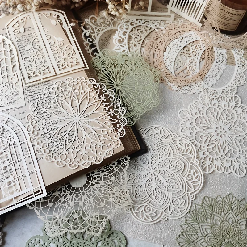 10 pcs Vintage Lace Hollow Material Paper Butterfly Craft Paper Junk Journal Planner Decorative DIY Scrapbooking Material Pack