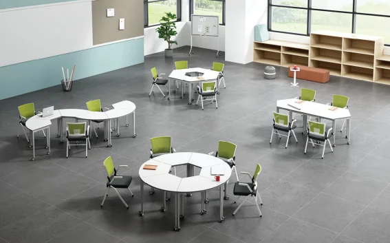 Set Meja dan Kursi Kelas Modern Amerika Meja dan Kursi Siswa Furnitur Sekolah Meja Lipat Kantor yang Dapat Disesuaikan Tingginya