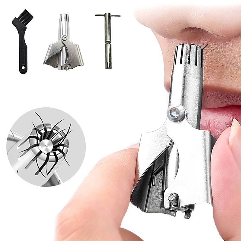 Nose Trimmer for Men Stainless Steel Manual Trimmer for Nose Sharp Razor Shaver Washable Nose Ear Hair Trimmer Care Tool Gift