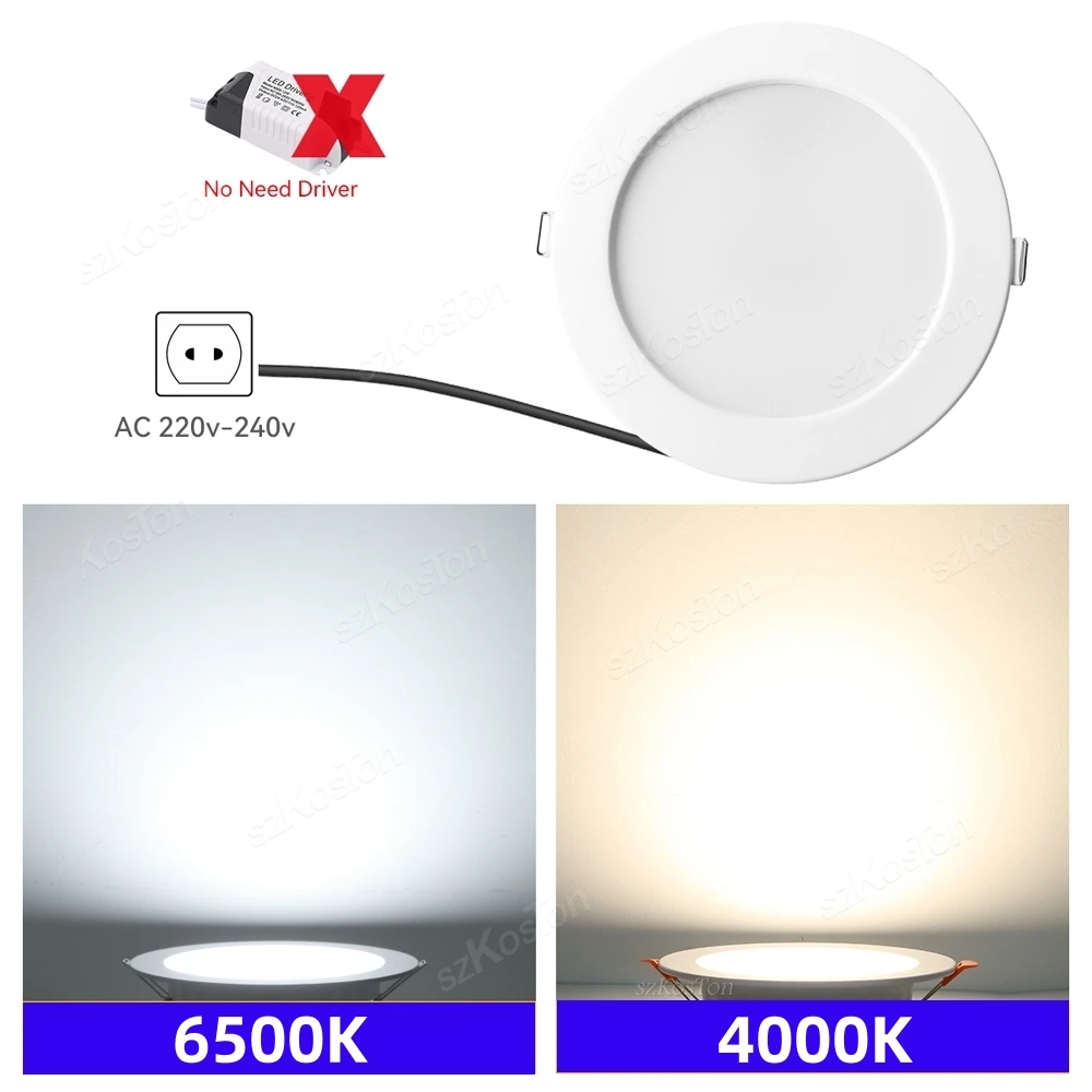 10 stks/partij LED Downlight 5 W 7 W 9 W 12 W 20 W 220 V Verzonken plafondlamp Ronde LED Panel Down Lights Spotlight Verlichting