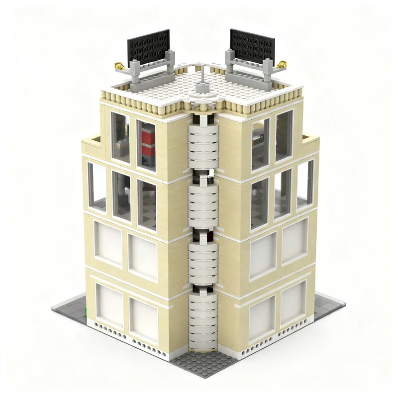 1698pcs MOC Corner office highrise serie 1 5 Modular Buildings Model Building Blocks Christmas Gift Art Birthday Collection