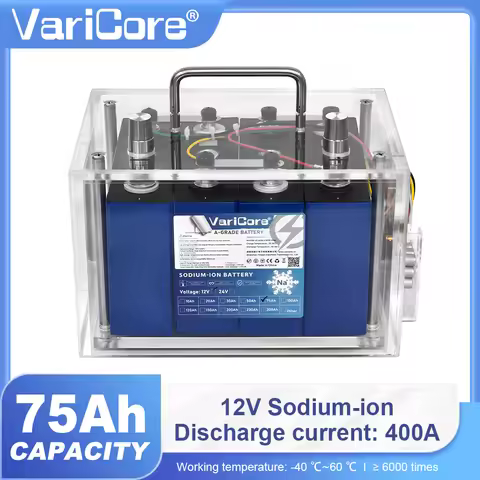 12V/15.6v 75Ah Sodium-ion Battery Low-Temperature Resistant Built-in Equalization Board for Solar Off-Grid Systems With Charger