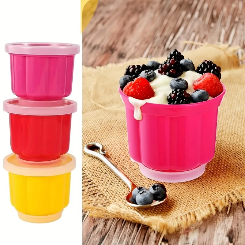 

Reusable Plastic Dessert Molds with Stackable Lids for Gelatin Ice Cream Custard and Pudding Making Ideal for Home Kitchen