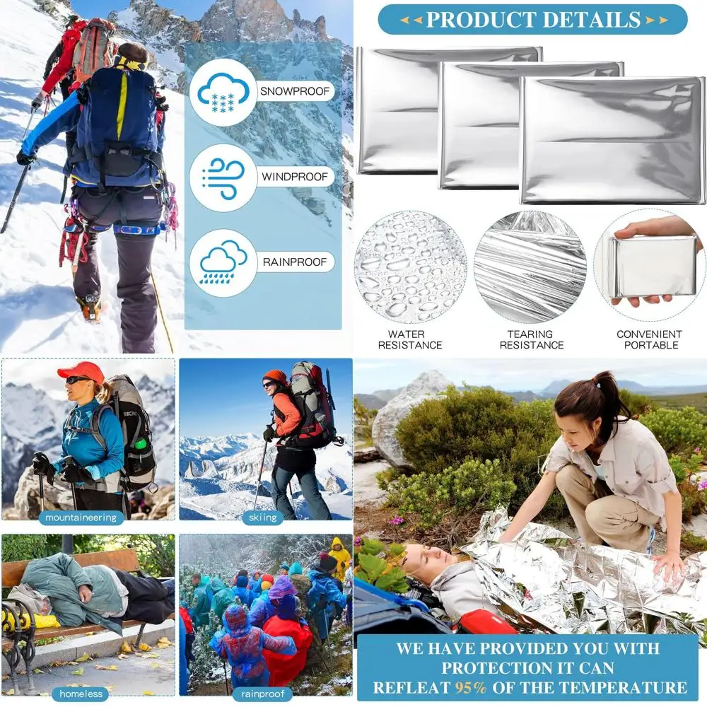 

Аварийное одеяло оптом - набор светоотражающих одеял из термостойкой серебряной фольги для выживания на открытом воздухе, укрытие пространства, кемпинга, пешего туризма,