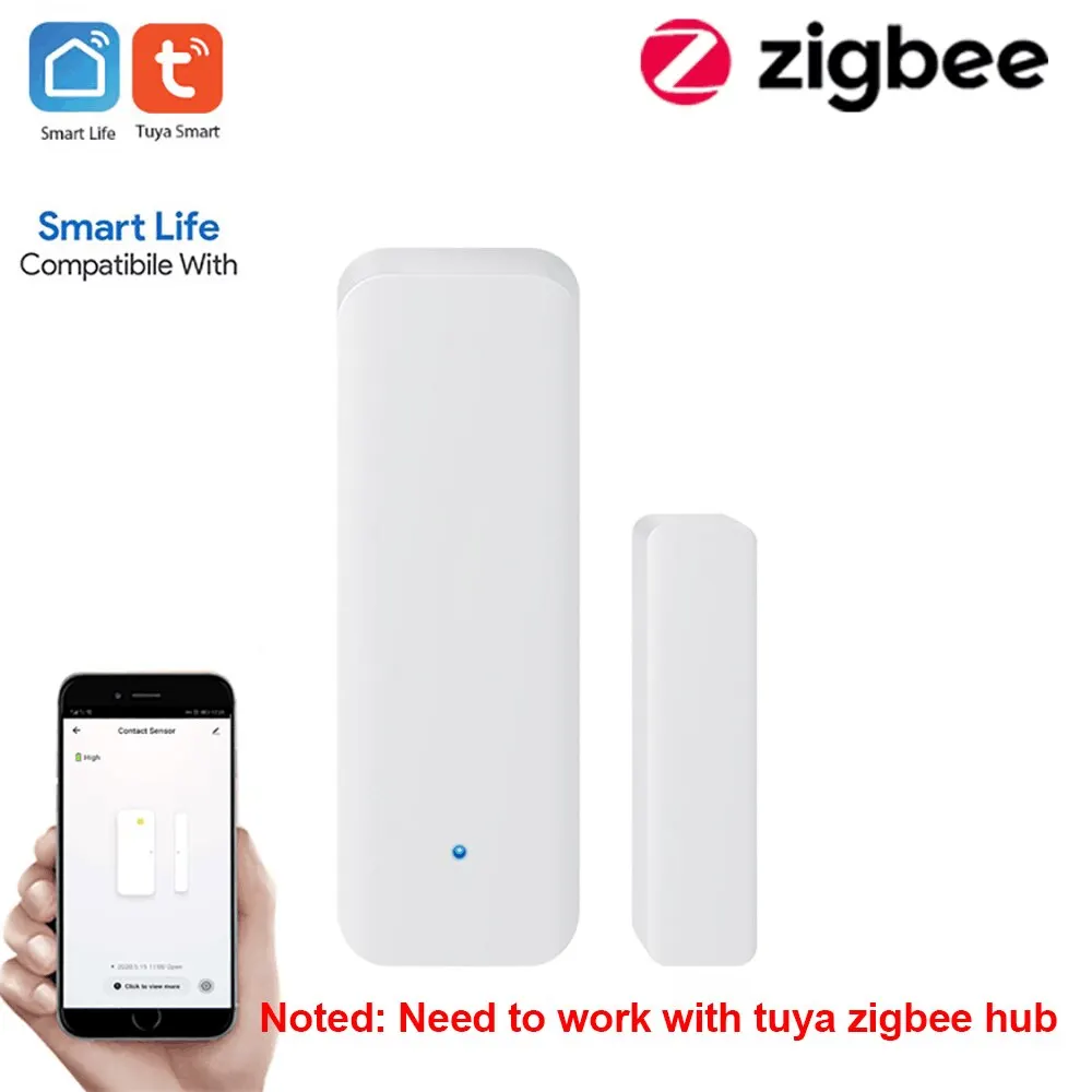 Tuya TY009 Zigbee Porta Sensor Inteligente Home Security Window Detector Porta Deslizante Automática Sensor de Contato Magnético Suporte Alexa