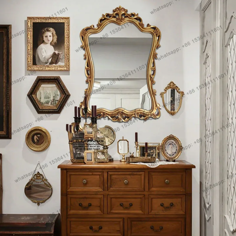 LD Nordic Luxury Mirror Shower Bathroom Gold Hanging Irregular Aesthetic Vanity Mirror Vintage Decoration Spiegels