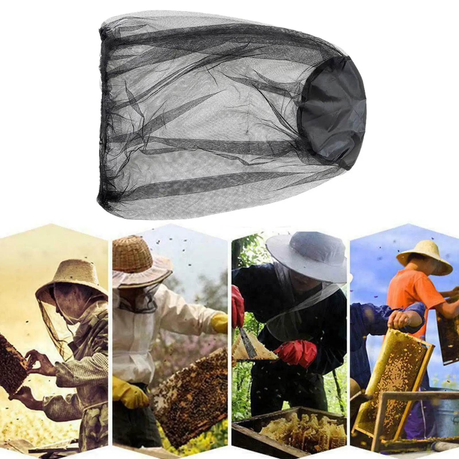 Beekeeping Anti Flying Floc Net Gauze Hat Outdoor Fishing Bee Biting Hat Net Mask Net Head Net Mask Travel Camping