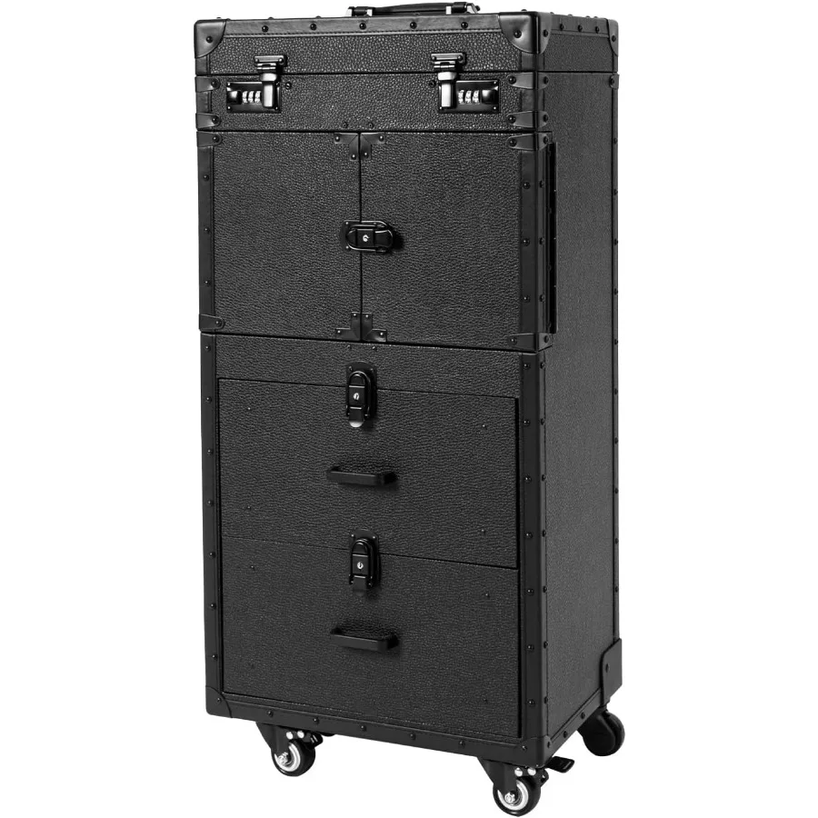 

Rolling Makeup Case Large Storage Cosmetic Trolley Rolling Lockable Makeup Train Case Stylist Beauty Salon Cosmetic Luggage Tra