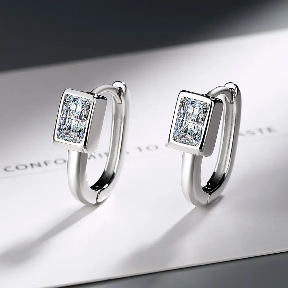 925 Sterling Silver Square Zircon Earrings For Women Luxury Designer Jewelry Accessories Wholesale  2023 Trending