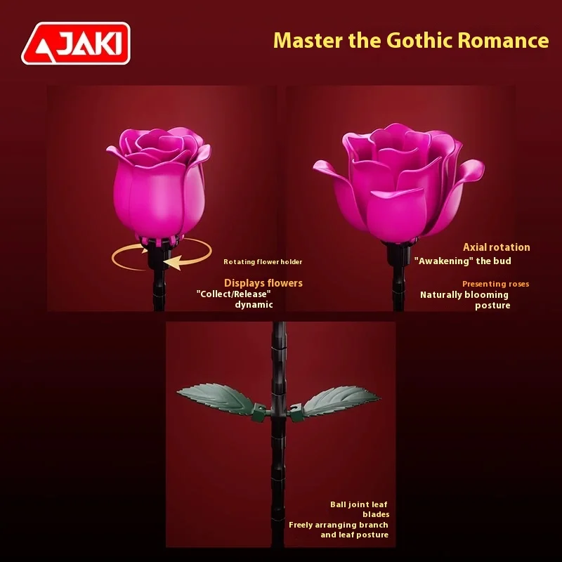 JAKI Plant Log Series القوطية نمط بنة زهرة الجمعية مجموعة فارس الظلام لطيف المنطقة المحرمة فتاة بناء الالعاب العملاقة