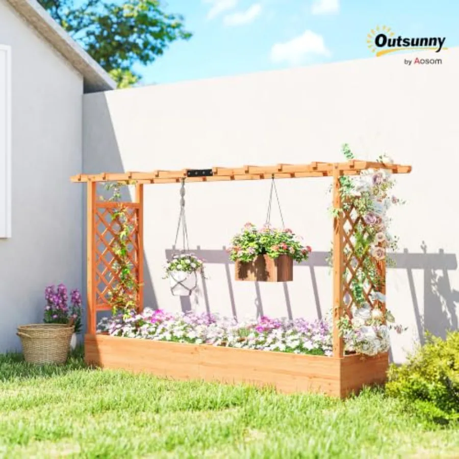 Raised Garden Bed with Trellis Planter Box 78.7