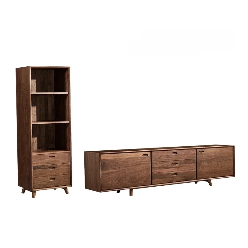 

Nordic Minimalism Black Walnut Solid Wood TV Cabinet Unit Modern Simple Home Small Apartment Floor Cabinet