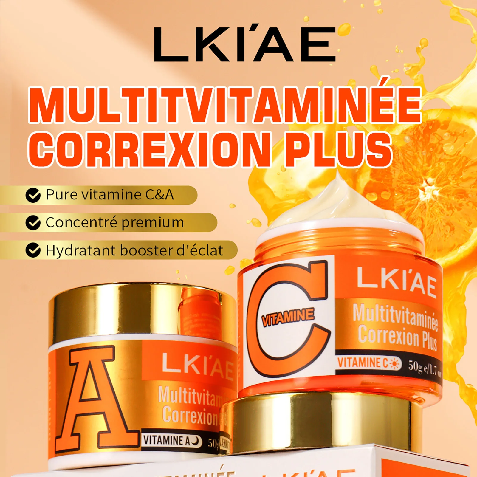 Vitamins C+A Face Cream, Double Whitening, Moisturizes, Reduce Wrinkle, Melanin, Hyperpigmentation, for Men and Women