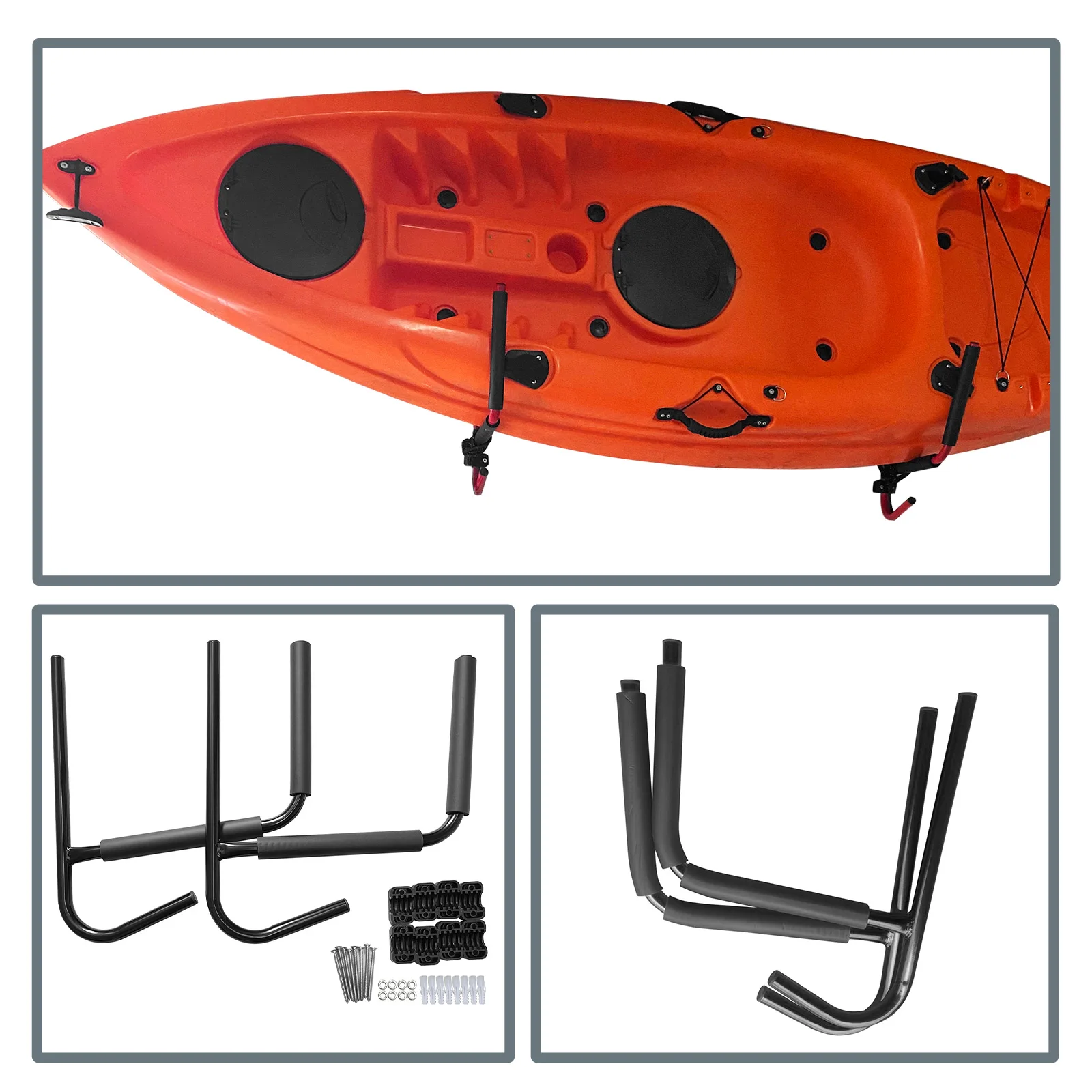 kayak Bracket Kayak Wall Hanger Carbon Steel Wall Mount Multi-functional Kayak Storage Rack Surfboard Wall Hook