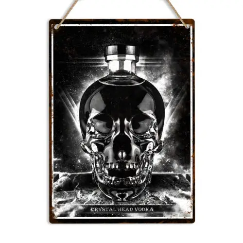 Crystal Head Vodka Retro Metal Wall Sign Tin Plaque Kitchen Bar Pub Art Man Cave