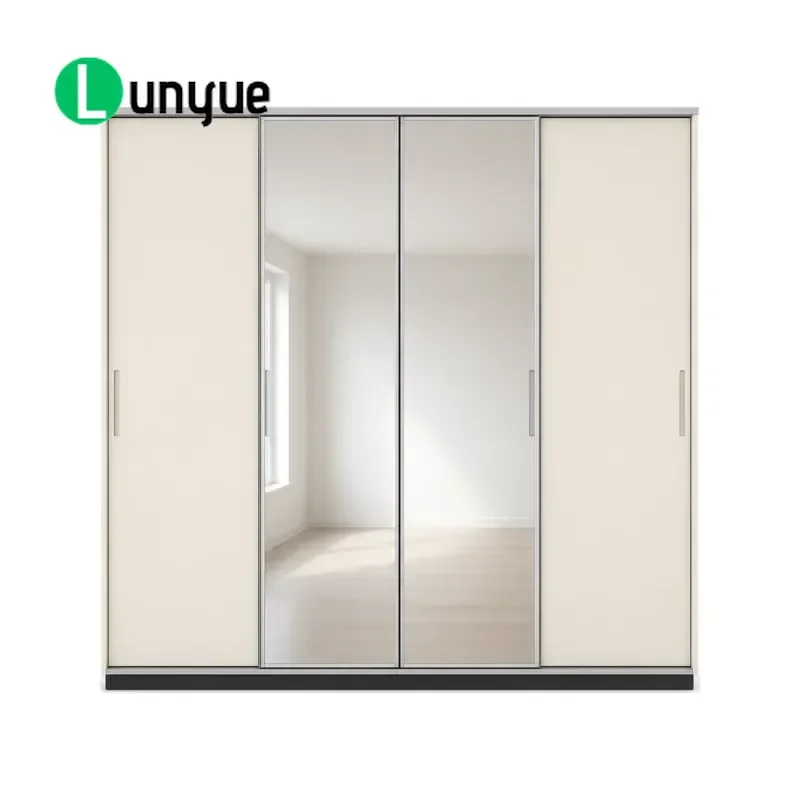 Modern Full Height Sliding Door Wardrobe with Mirror and Drawers Customizable Bedroom Storage Closet Furniture Space Saving