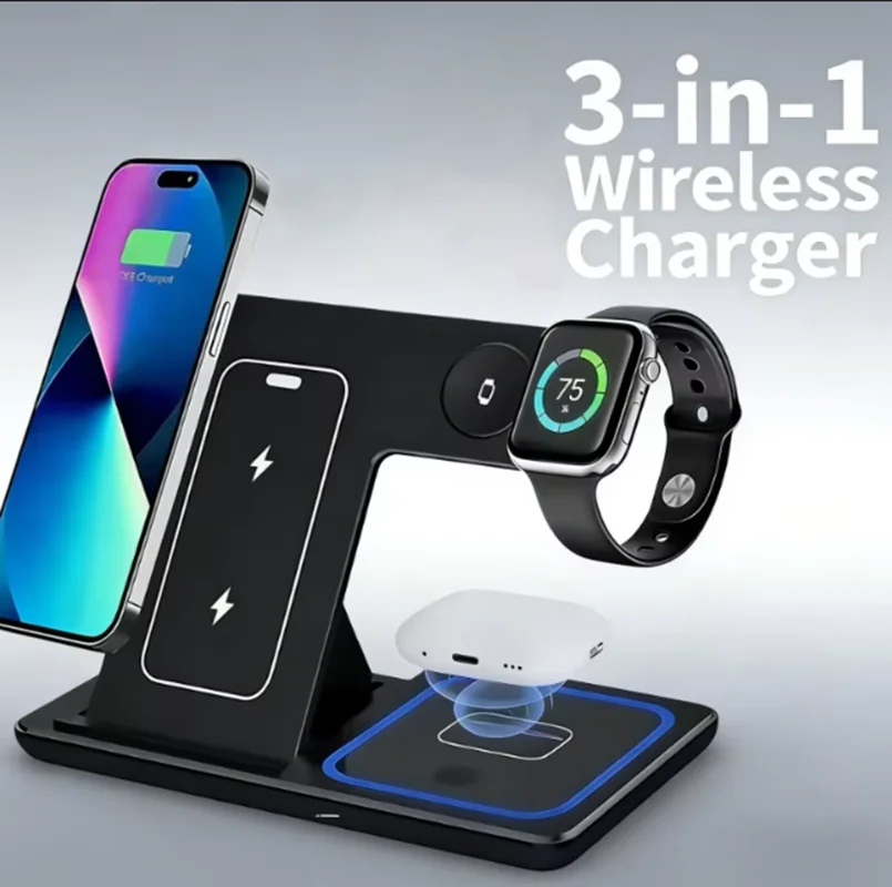 

3 in 1 Wireless Charger Stand for MagSafe Compatible iPhone 17 16 15 14 13 12 Apple Watch Ultra 2-11 AirPods Pro 2 Fast Charging