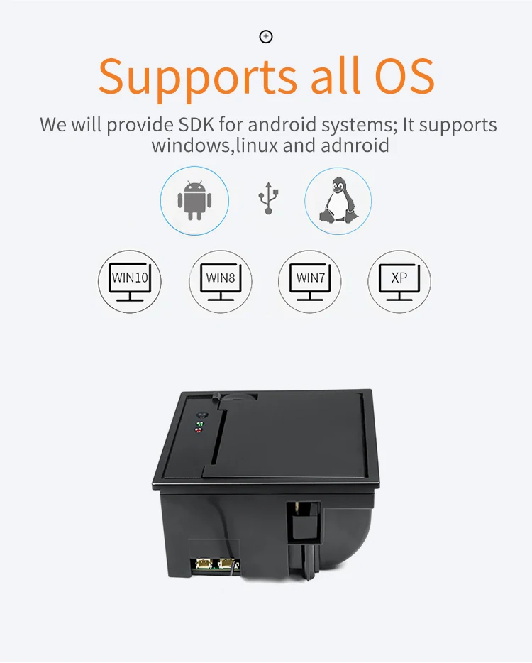 Auto Cutter EM5826 58mm Paneelprinter Thermische Kiosk Bonprinter Ingebouwde USB + RS232 + TTL Interface ECS/POS Commando