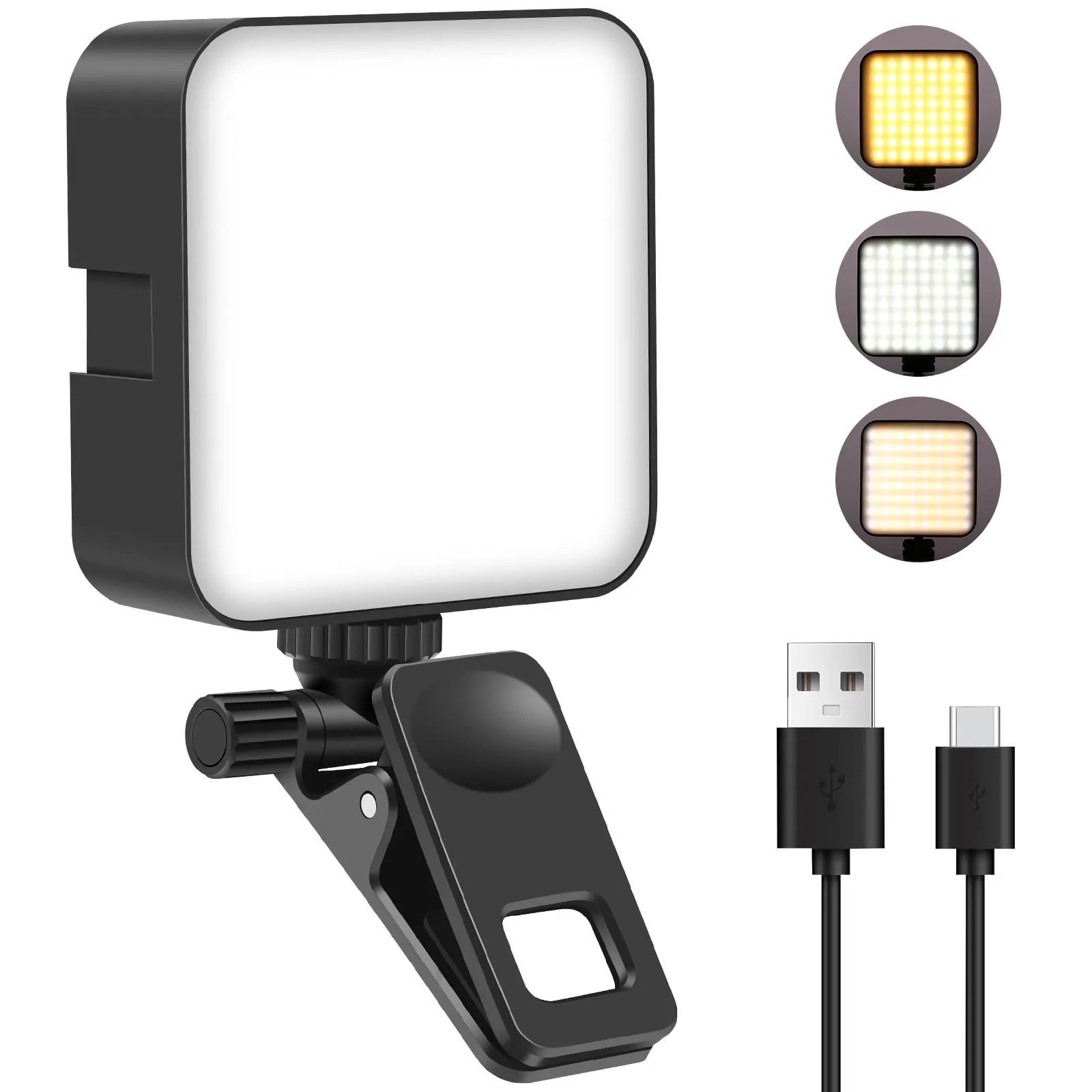 NEW LED Phone Light with Clip 2000mAh Rechargeable Cell Phone Fill Light 120 LED Selfie Light 3 Light Modes Adjustable Clip Fill