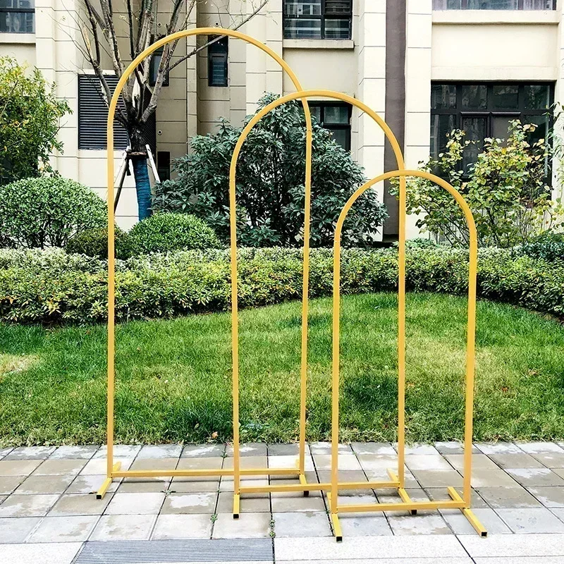 3-piece Metal Arch Backdrop Stand Wedding Arch Stand Set of Square Arched Frame Birthday Party Graduation Ceremony Decoration