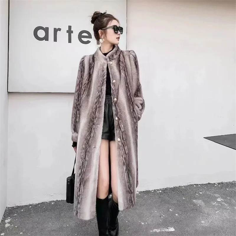 

2023 Autumn Winter High-End Coat Women Authentic Temperament Joker Mink Mao Mao Anti-Fur Jacket Luxury Casual Outwear Female Top