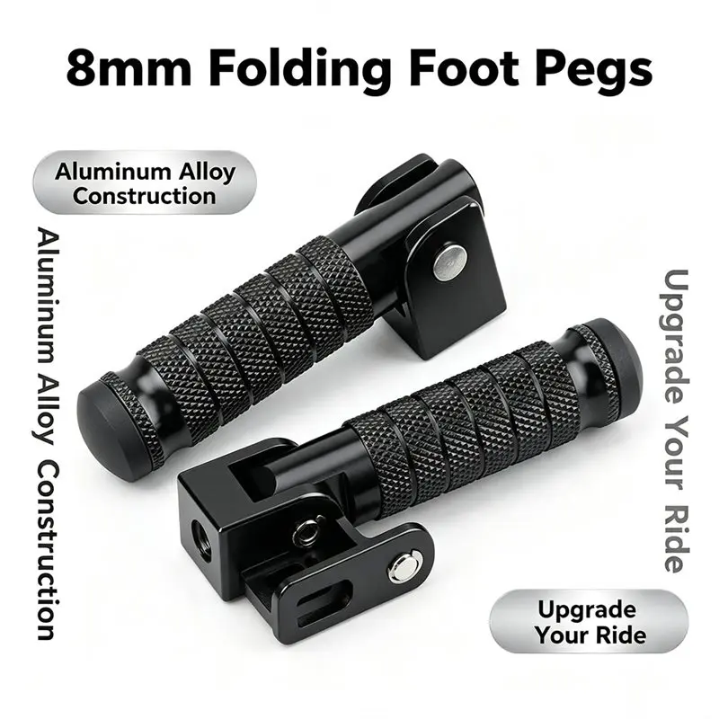 DT42-M8 Screw Motorcycle Rear Footrest Pedal Foldable Aluminum Alloy Back Footpegs For E-Bike Scooter Bike Modified Accessories