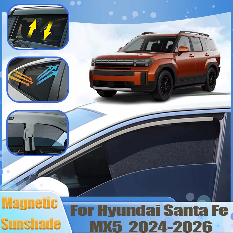 

Car Mesh Magnetic Sunshades For Hyundai Santa Fe 2025 Accessories MX5 2024 2026 Sunshade Window Curtain Auto Sun Visor Body Kits