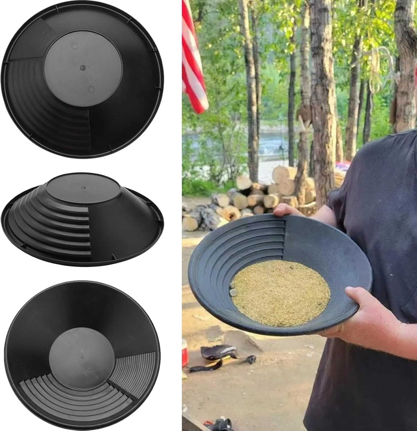 15 inch Hot Sale Plastic Gold Pan Basin Nugget Mining Pan Dredging Prospecting River Tool Wash Gold Panning Equipment