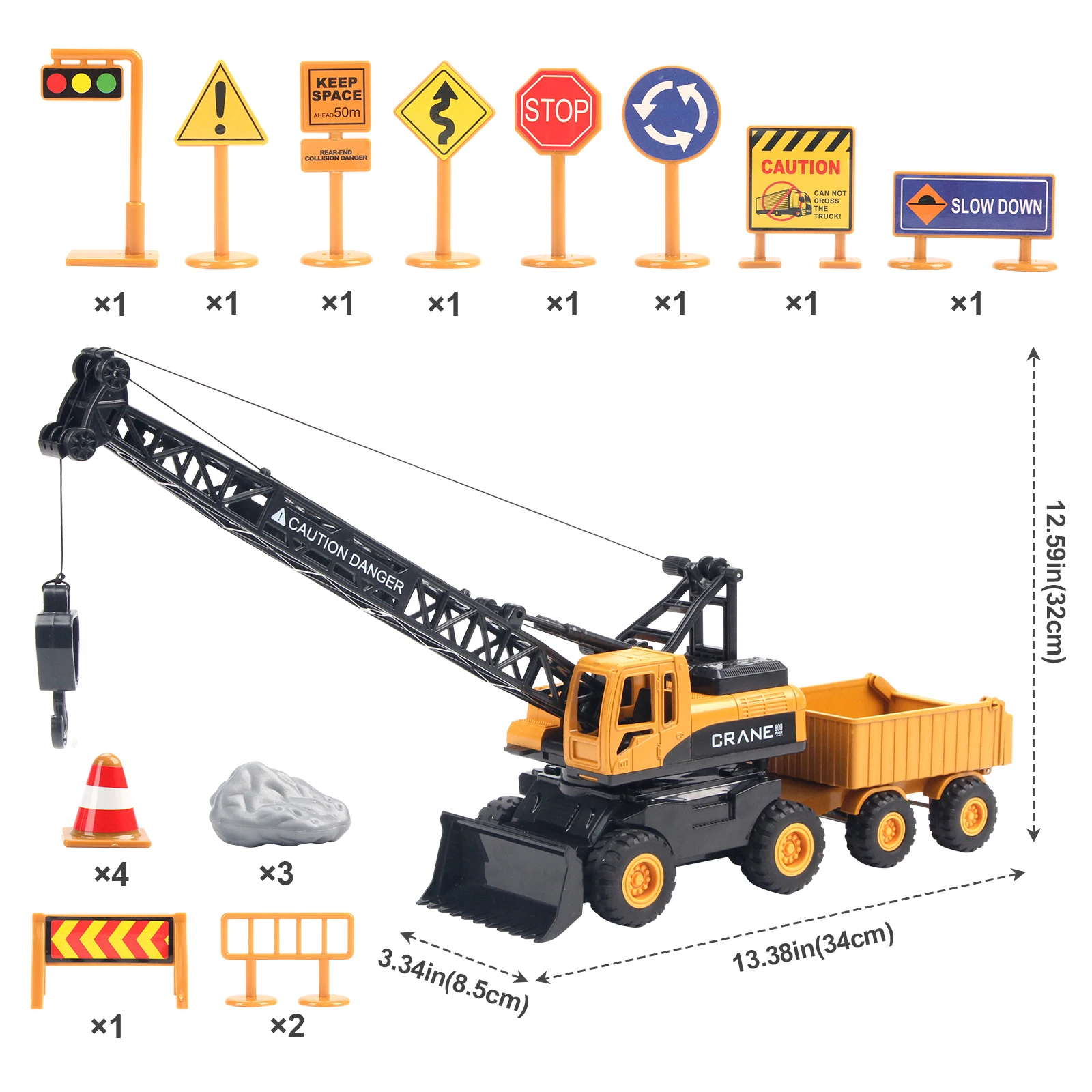 1:55 Construction Engineering Crane Vehicles Set Toy with Dump Truck Toy Bulldozer Model Toy Gifts for Toddlers Kids Boys