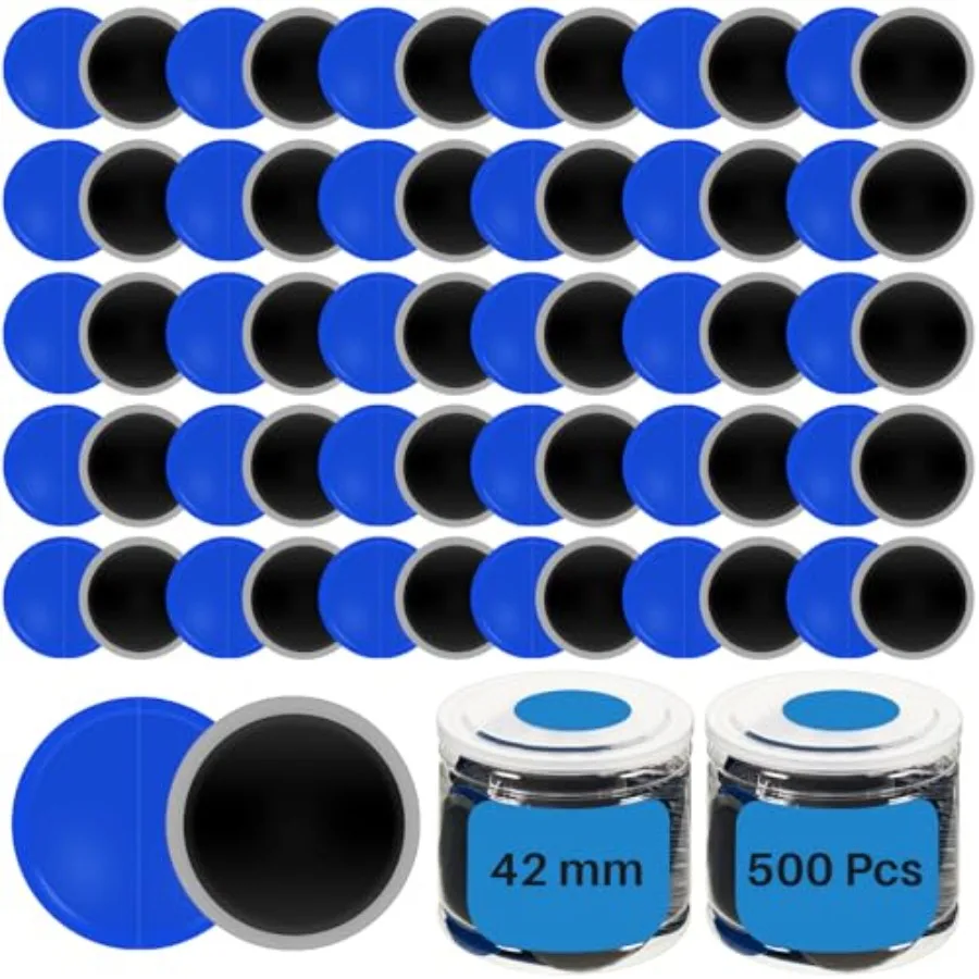 

500 шт. усиленных радиальных заплаток для шин, 42 мм, круглые, для холодной проклейки, набор для ремонта проколов камер автомобильных, грузовых, мотоциклетных и велосипедных шин