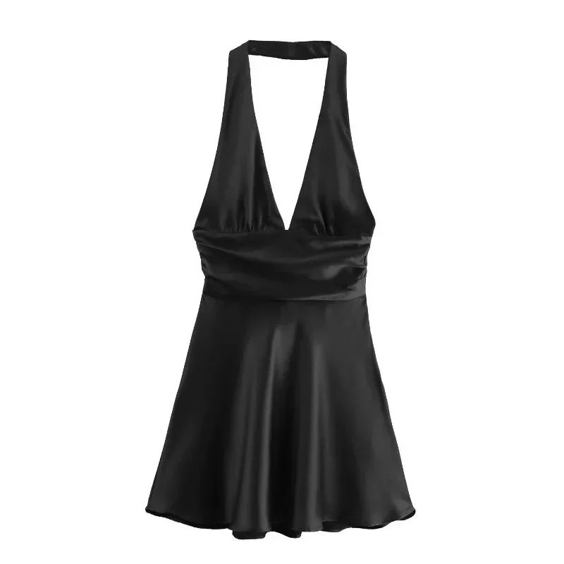 Summer Sexy V-neck Style Hanging Neck Dress for Women New Slim Fit Skirt with European and American Style White Dresses
